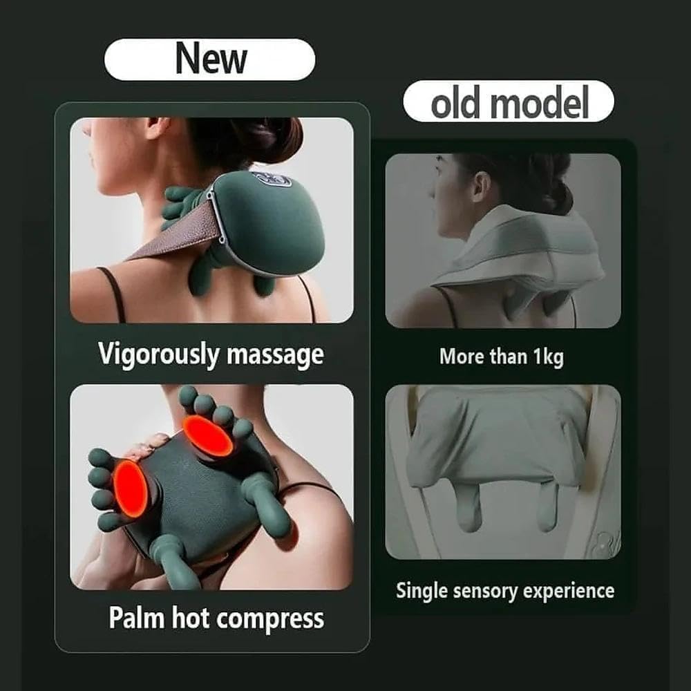 Wireless Shiatsu Neck & Shoulder Massager with Heat – Deep Tissue Pain Relief (Green)