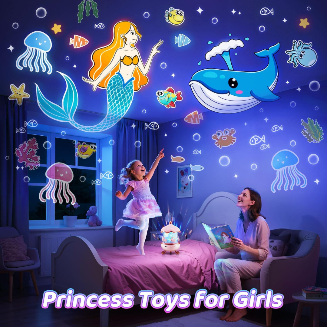 One Fire Kids Night Light Projector – 5 Film Reels & Rechargeable Battery