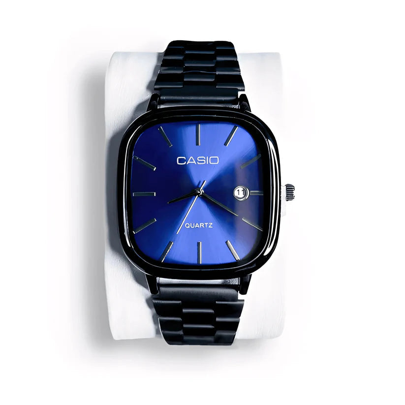 MYVRA ™Casio Black Chain Blue Dial Couple Watch